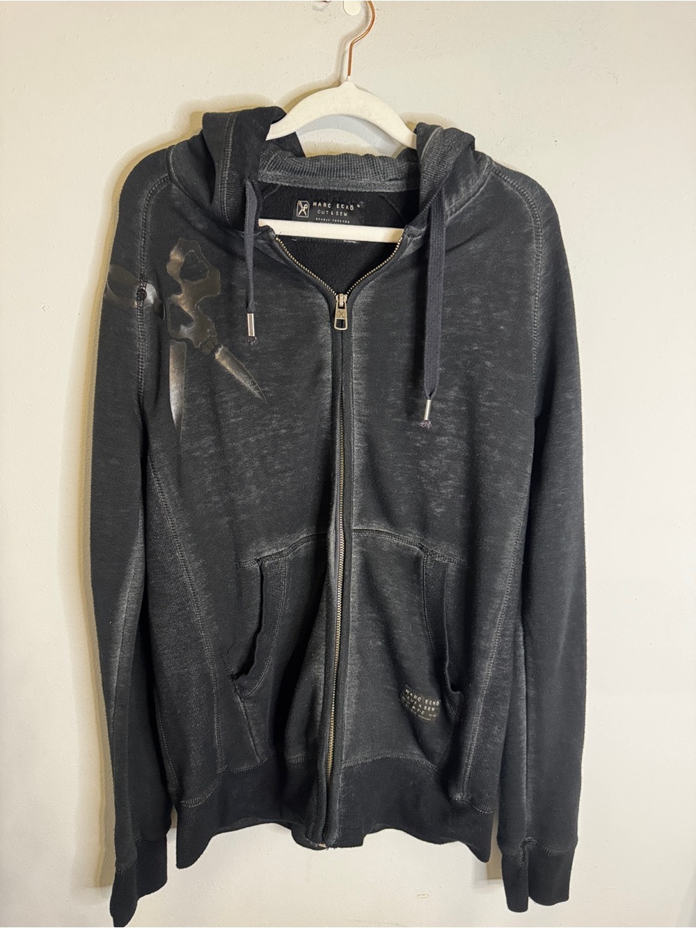 Marc Ecko Charcoal Washed Zip Hoodie